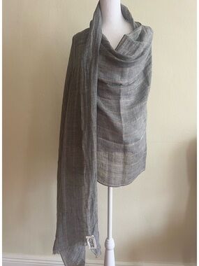 NWT Brunello Cucinelli Italy Straw Wrap Scarf Gray Gold Brown